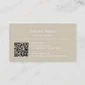 Simple Professional Beige with Initials QR Code Visitenkarte (Rückseite)