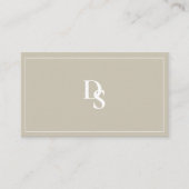 Simple Professional Beige with Initials QR Code Visitenkarte (Vorderseite)