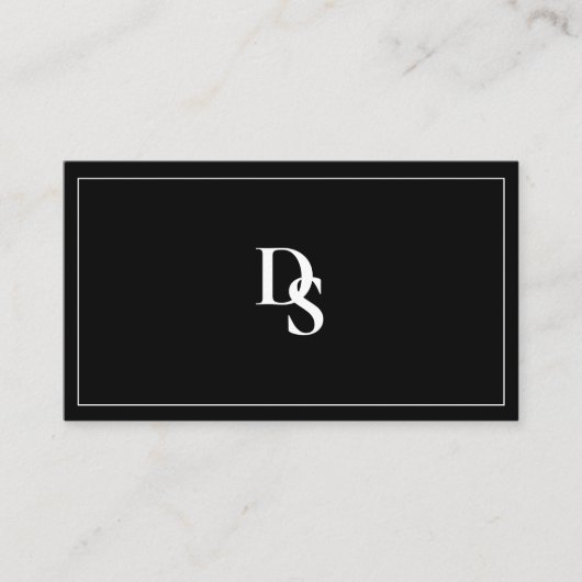 Simple Professional Black White Initials QR Code Visitenkarte (Vorderseite)