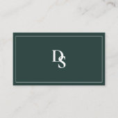 Simple Professional Dark Green Initials QR Code Visitenkarte (Vorderseite)