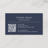 Simple Professional Dusty Blue Initials QR Code Visitenkarte (Rückseite)