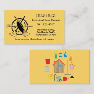 Simple Professional House Cleaning Business Cards Visitenkarte