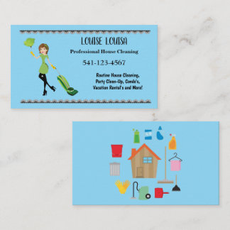 Simple Professional House Cleaning Business Cards Visitenkarte