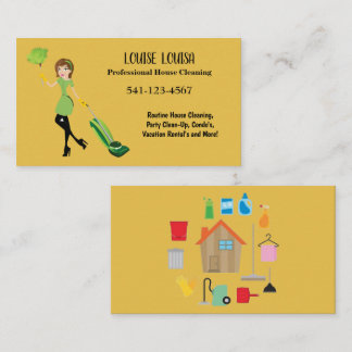 Simple Professional House Cleaning Business Cards Visitenkarte