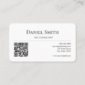 Simple Professional Monogram Initial QR code White Visitenkarte (Rückseite)