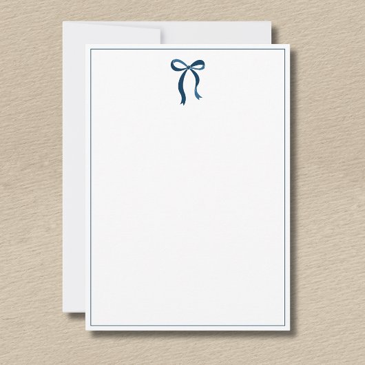 Simple Prussian Blue Bow Thin Border No text Mitteilungskarte