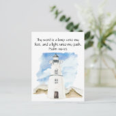 Simple Psalm Watercolor Blue Sky Lighthouse Postkarte (Stehend Vorderseite)
