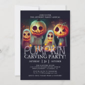 Simple Pumpkin Carving Party Halloween Spooky Inv Einladung (Vorderseite)