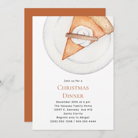 Simple Pumpkin Pie Weihnachts-Feierabend Party Einladung (Vorne/Hinten)