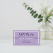 Simple Purple Babyshower QRRegistry Enclosure Card Begleitkarte (Stehend Vorderseite)