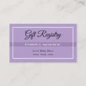 Simple Purple Babyshower QRRegistry Enclosure Card Begleitkarte (Vorderseite)