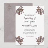Simple Purple Roses Elegant Modern Floral Wedding  Einladung (Vorne/Hinten)