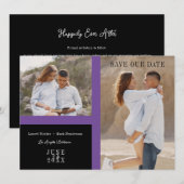 Simple Purple Two Photos Engaged Couple Session Save The Date (Vorne/Hinten)