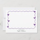 Simple Purple Wavy Border Heart Stationery Mitteilungskarte (Vorderseite)