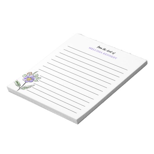  Simple Purple Wildflower Lined From The Desk Of Notizblock (Rotiert)
