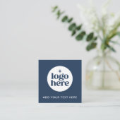 Simple QR Code Blue Business Logo Quadratische Visitenkarte (Stehend Vorderseite)