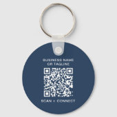 Simple QR Code Blue Business Logo Schlüsselanhänger (Rückseite)