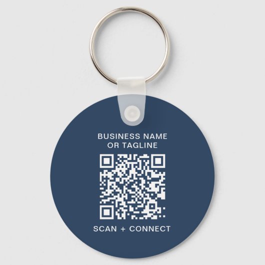 Simple QR Code Blue Business Logo Schlüsselanhänger (Rückseite)