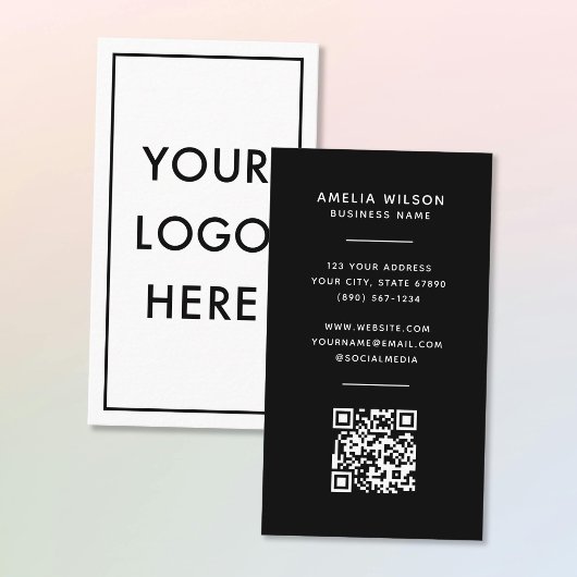 Simple QR Code Logo Border Frame Vertical Visitenkarte