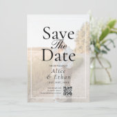Simple QR Code Photo Wedding Save The Date (Stehend Vorderseite)