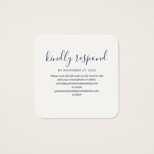 Simple QR Code Wedding Website RSVP Enclosure Card (Vorderseite)