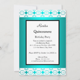 Simple Quinceanera Aquamarin White Geburtstagspart Einladung