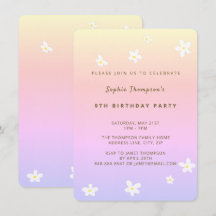 Simple Rainbow Trendy Daisies Girl Birthday Party