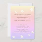 Simple Rainbow Trendy Daisies Girl Birthday Party Einladung (Vorderseite)