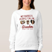 Simple Red 3 Photo Grandkids Names Grandma Sweatshirt (Vorderseite)