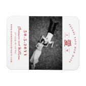 Simple Red 'Ai / Liebe Foto Save the Date Chinesis Magnet (Horizontal)