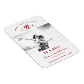 Simple Red 'Ai / Liebe Foto Save the Date Chinesis Magnet (Rechte Seite)
