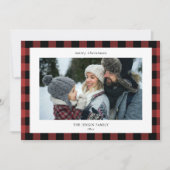 Simple Red Black Kariert Border 3 Foto Weihnachten (Vorderseite)