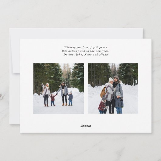 Simple Red Black Kariert Border 3 Foto Weihnachten (Rückseite)