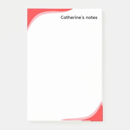 Simple red & black waves customizable post-it klebezettel (Vorderseite)