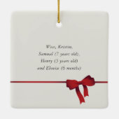 Simple Red Bow Foto Christmas Keramikornament (Rückseite)