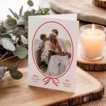 Simple Red Bow Oval Foto Christmas
