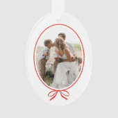 Simple Red Bow Oval Foto Christmas Ornament (Vorderseite)