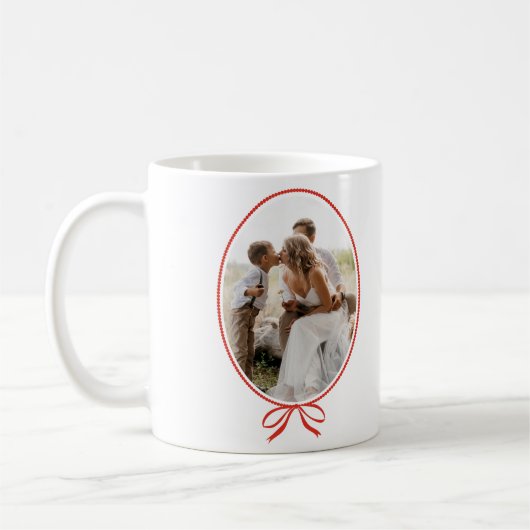 Simple Red Bow Oval Photo Christmas Kaffeetasse (Links)
