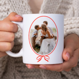 Simple Red Bow Oval Photo Christmas Kaffeetasse