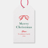 Simple Red Bow Weihnachtsfeiertag Geschenkanhänger (Vorderseite)