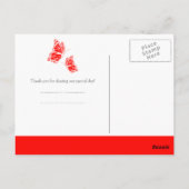 Simple Red Butterfly Danke Postkarte (Rückseite)