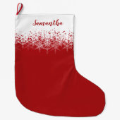 Simple Red Christmas Snowflake Ombre Großer Weihnachtsstrumpf (Vorderseite)