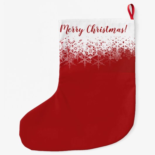 Simple Red Christmas Snowflake Ombre Großer Weihnachtsstrumpf (Rückseite)