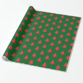 Simple Red Christmas Trees on Dark Green Geschenkpapier (Ungerollt)