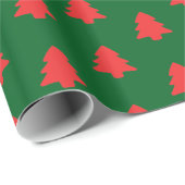 Simple Red Christmas Trees on Dark Green Geschenkpapier (Rolleneckpunkt)