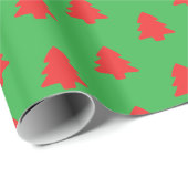 Simple Red Christmas Trees on Green Geschenkpapier (Rolleneckpunkt)