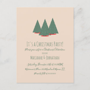 Simple Red Christmas Trees Party Postcard Postkarte