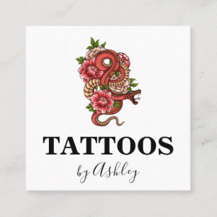 Simple Red Dragon Tattoo Artist Salon Social Media Quadratische Visitenkarte