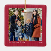 Simple red frame one photo Christmas Keramikornament (Rückseite)