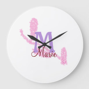 Simple red glitter monogram add your name letter c große wanduhr